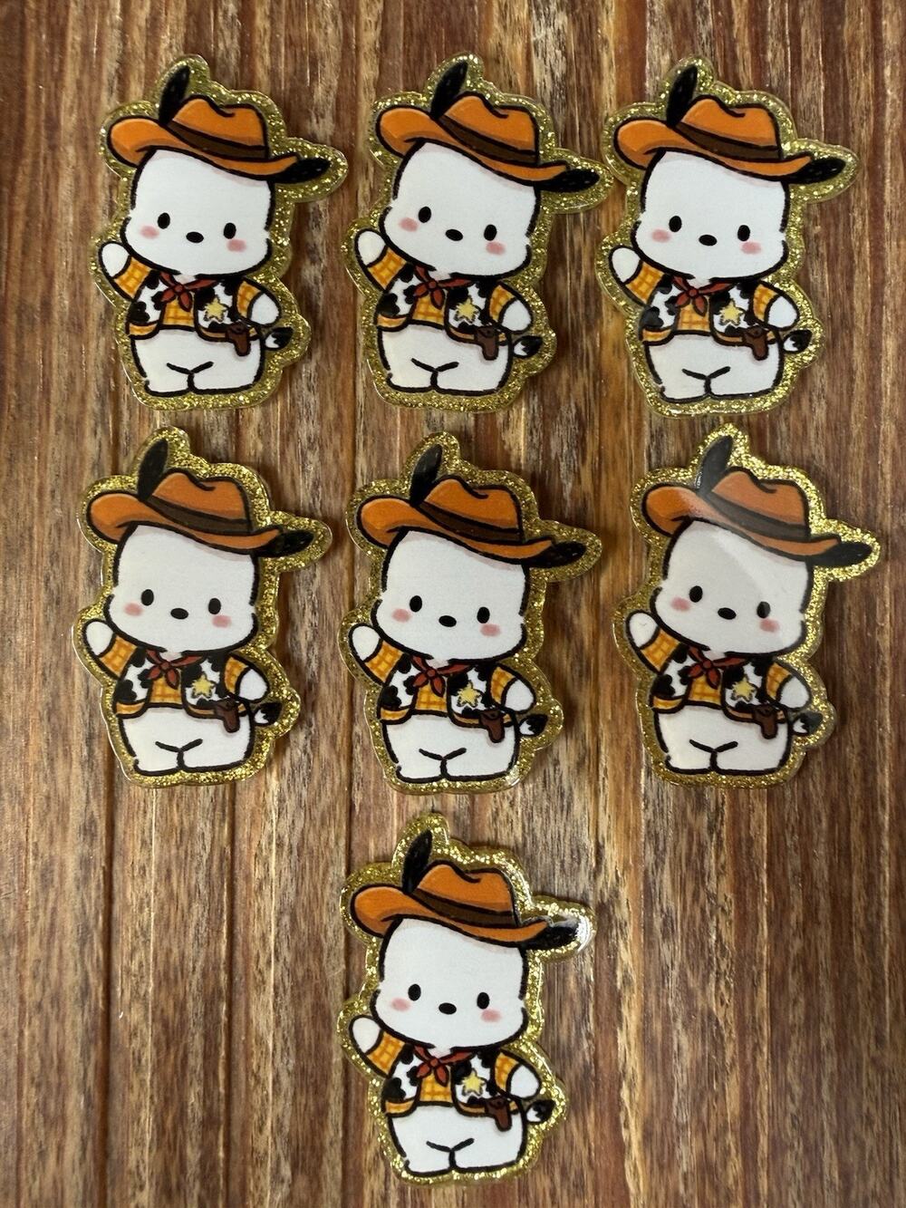 7 Pc Western Pochacco Acrylic Flatbacks